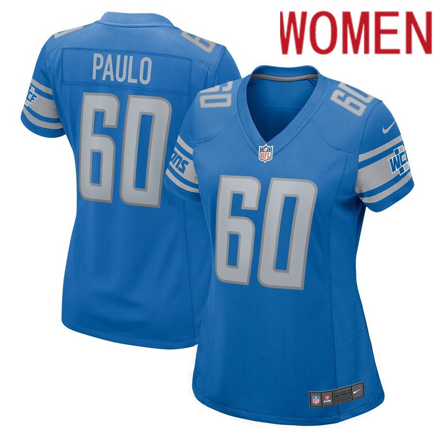Women Detroit Lions #60 Darrin Paulo Nike Blue Home Game Player NFL Jersey